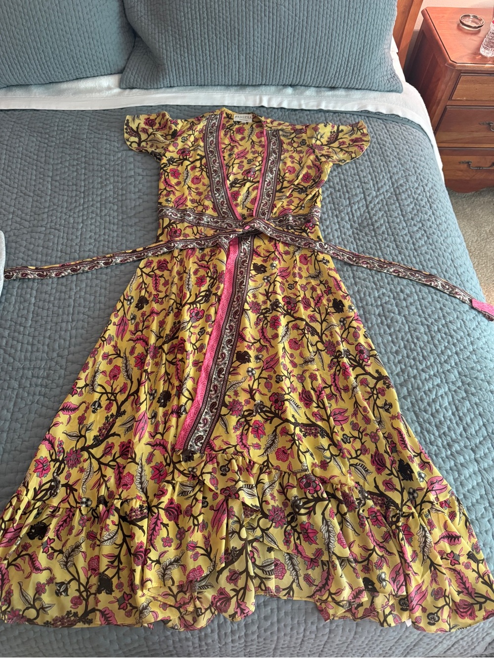 Floral PAHIESA FORMENTERA silk wrap dress